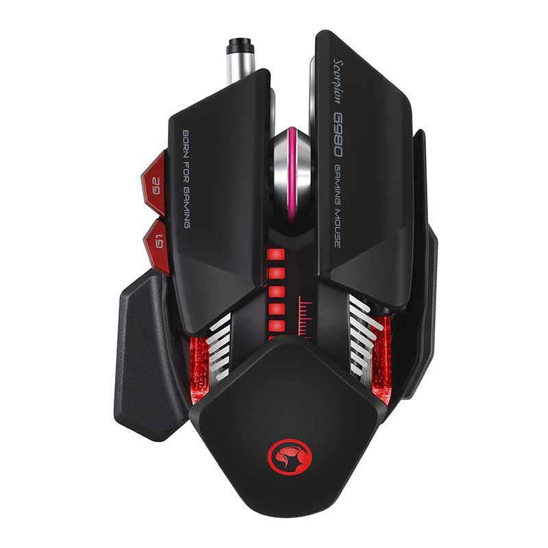 Ratón gaming - Scorpion MA-G980 BK, 6000 DPI, Botones macro, RGB, Negro