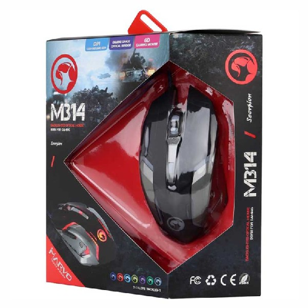 Ratón gaming - Scorpion MA-M314,  3200 DPI, Luz Led, negro