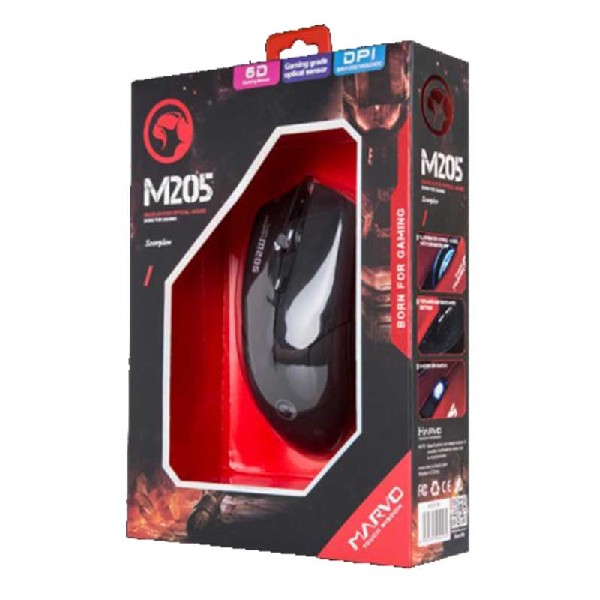 Ratón gaming - Scorpion MA-M205 BK,  2400 DPI, Luz Led, negro