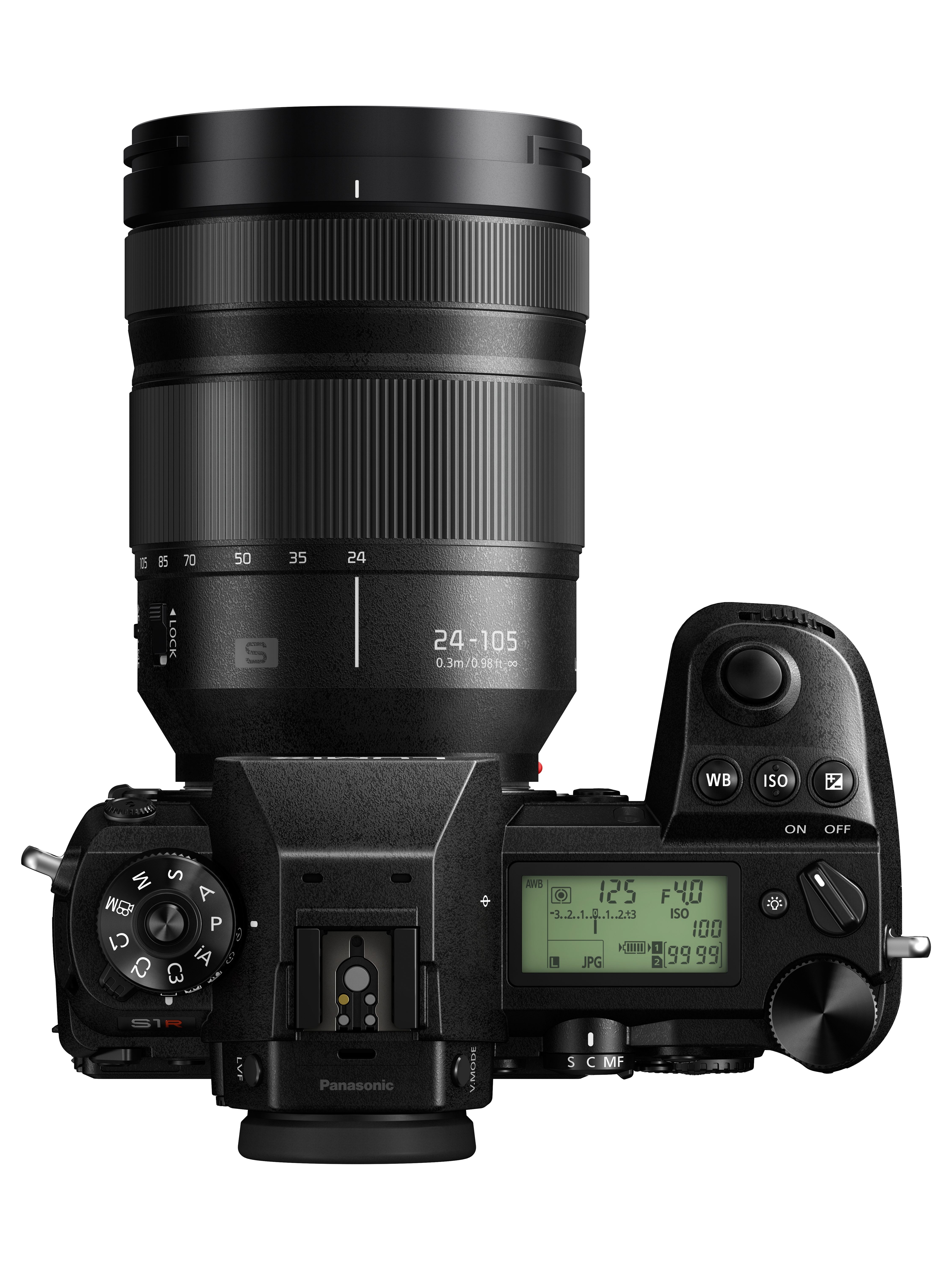 cm PANASONIC mit WLAN Objektiv DC-S1R Systemkamera Touchscreen, 24-105 Kit 8 Display mm, Lumix