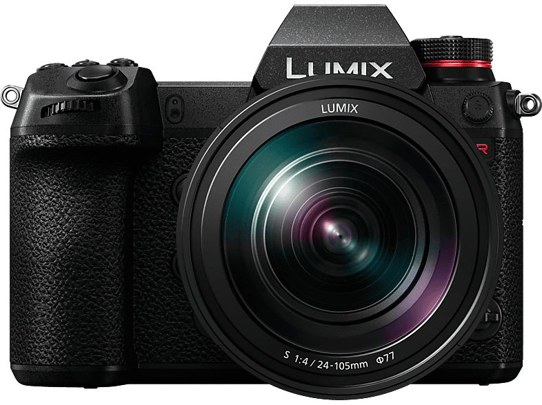 PANASONIC Lumix DC-S1R Kit Systemkamera mit Objektiv 24-105 mm, 8 cm Display Touchscreen, WLAN