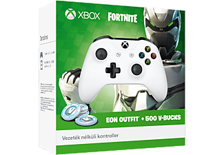 MICROSOFT Xbox One vezeték nélküli kontroller (fehér), Fortnite Battle Royal Eon Outfit, 500 V-Buck