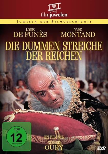 Filmplakat mit Schauspielernamen. Ein Mann schaut in die Kamera. Titel: Die dummen Streiche der Reichen.