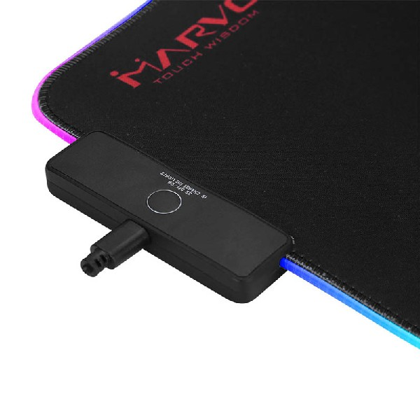 Alfombrilla gaming - Scorpion MA-MG10, XXL, para teclado y ratón, RGB, negro/rojo