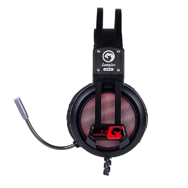 Auriculares gaming - Scorpion MA-HG9028, Surround 7.1, Luz LED, Negro / Rojo