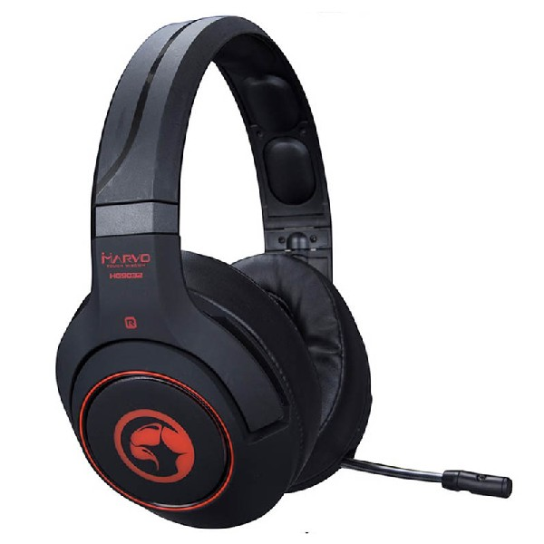 Auriculares gaming - Scorpion MA-HG9032, De diadema, Con cable, Micrófono, Luz LED, Negro y Rojo