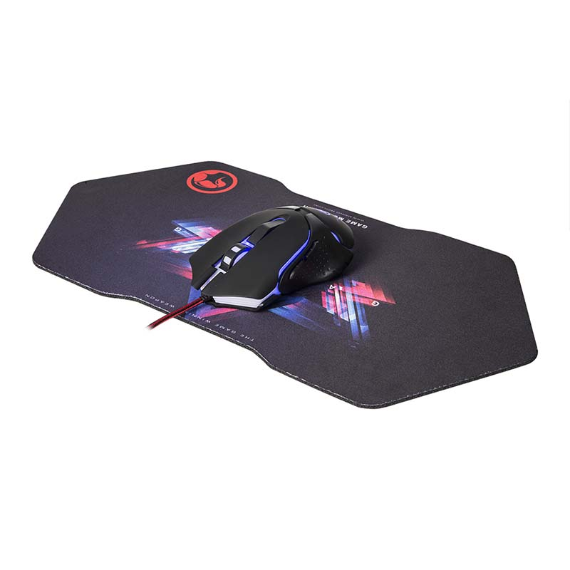 Pack Ratón gaming + Alfombrilla - Scorpion MA-M309+G7, 2400 DPI, Luz led, negro