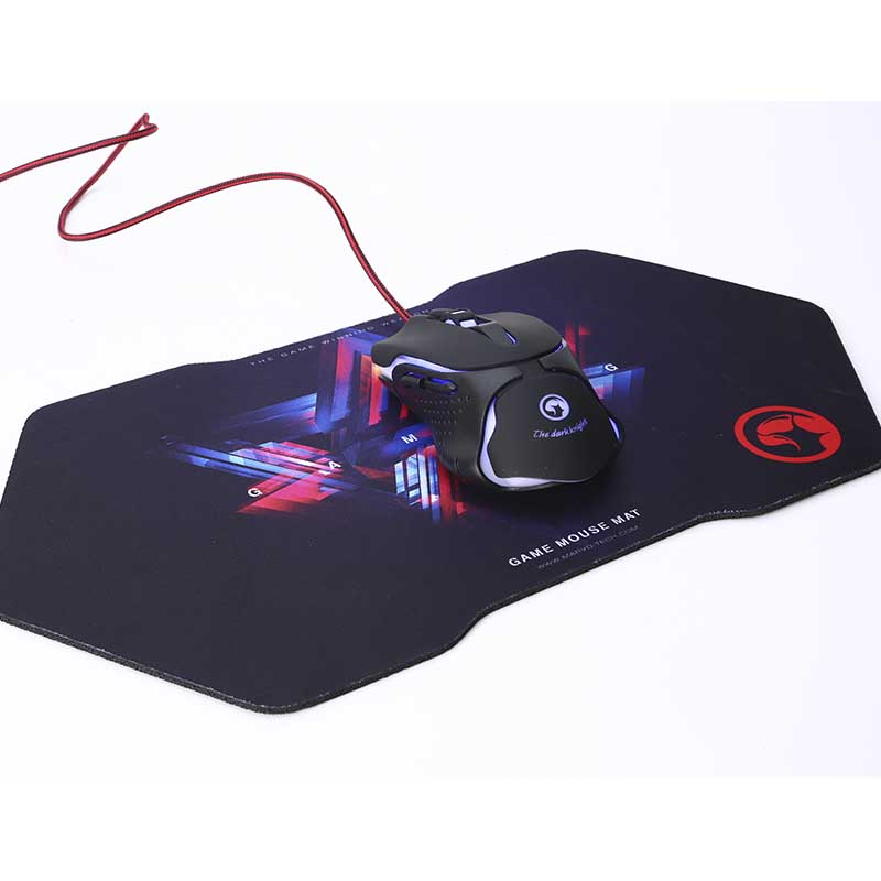 Pack Ratón gaming + Alfombrilla - Scorpion MA-M309+G7, 2400 DPI, Luz led, negro