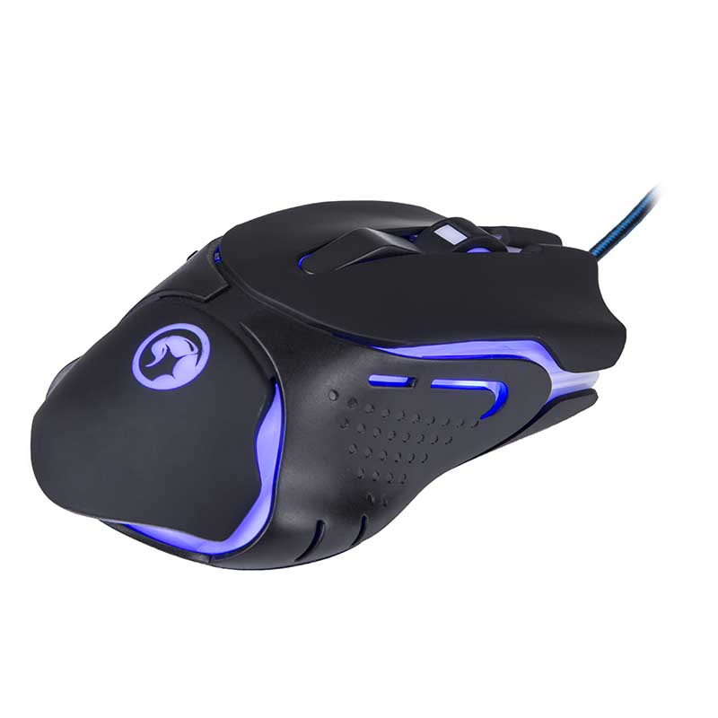 Pack Ratón gaming + Alfombrilla - Scorpion MA-M309+G7, 2400 DPI, Luz led, negro