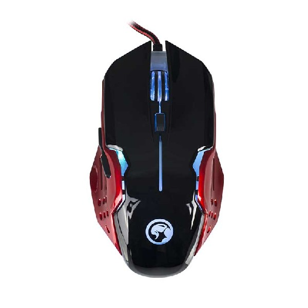 Pack Ratón gaming + Alfombrilla - Scorpion MA-M416+G1, 2400 DPI, Luz led, negro/rojo