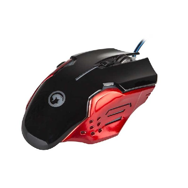 Pack Ratón gaming + Alfombrilla - Scorpion MA-M416+G1, 2400 DPI, Luz led, negro/rojo
