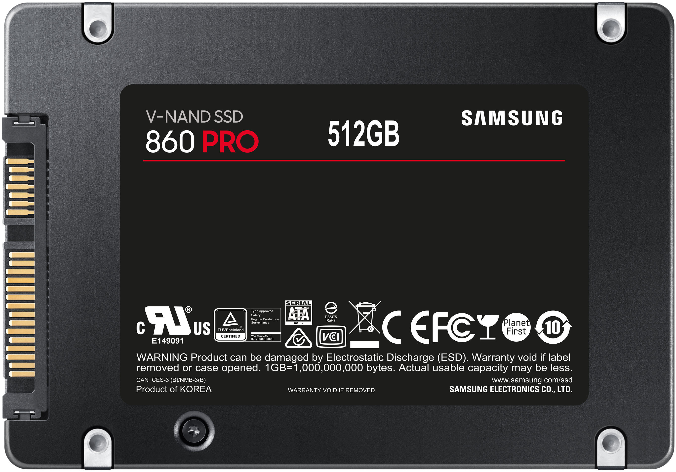 SAMSUNG 860 PRO Festplatte Retail, 512 GB SSD SATA 6 Gbps, 2,5 Zoll, intern