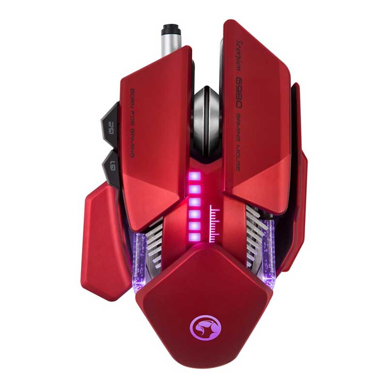 Ratón gaming - Scorpion MA-G980 RD, 6000 DPI, Botones macro, RGB, Rojo