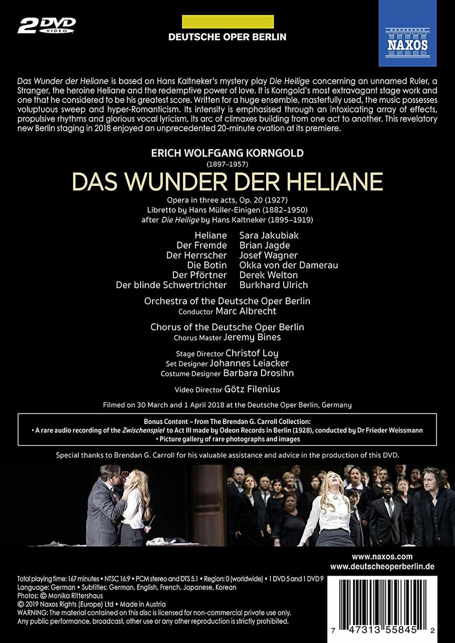 DVD-Hülle mit Text über die Oper 'Das Wunder der Heliane', Schwarzweißfoto.