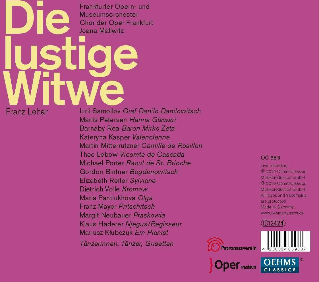 Rückseite einer CD-Hülle mit Text in Lila, ein Logo unten.