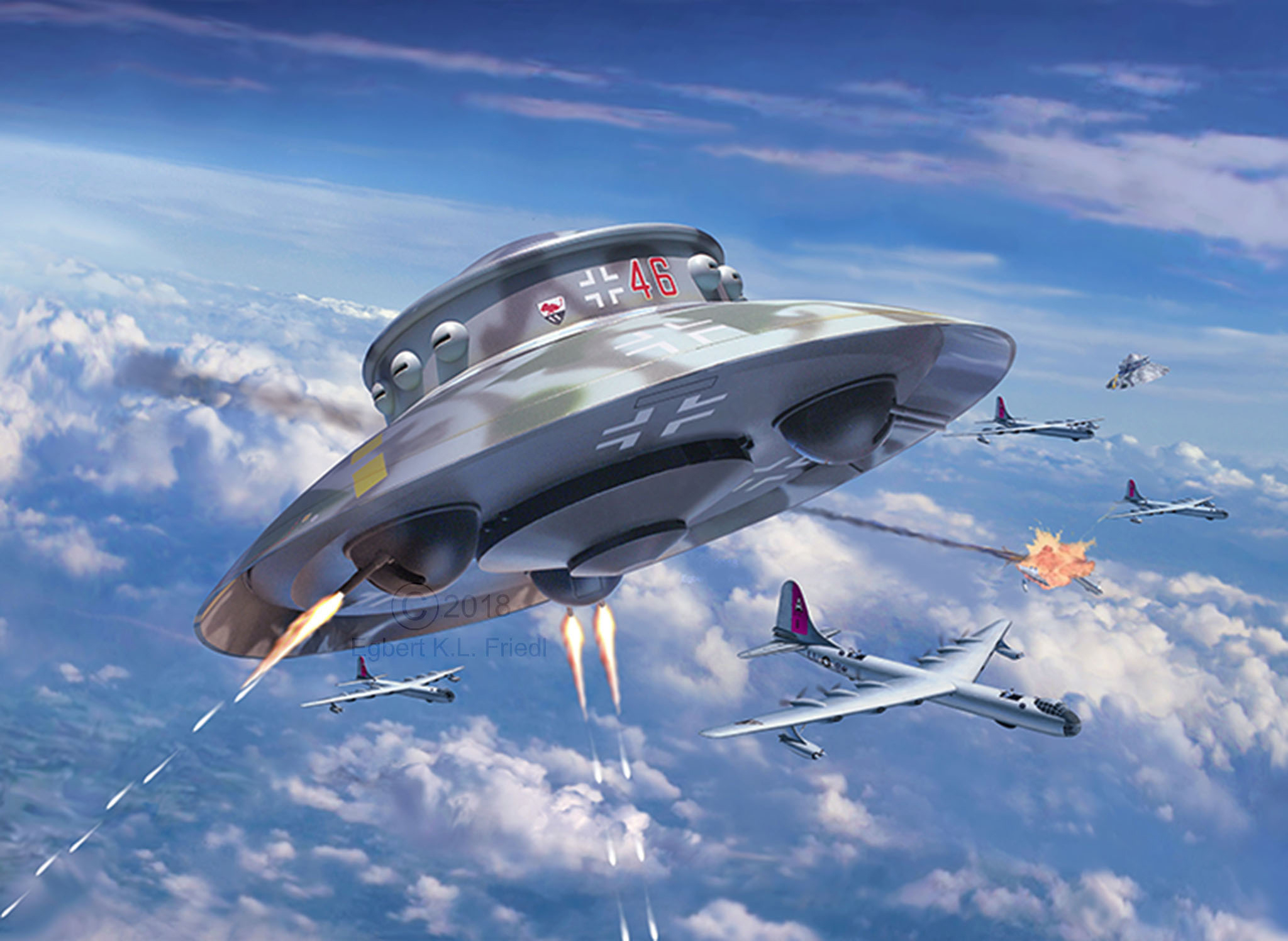 REVELL Flying Saucer Haunebu II Modellbausatz, Mehrfarbig