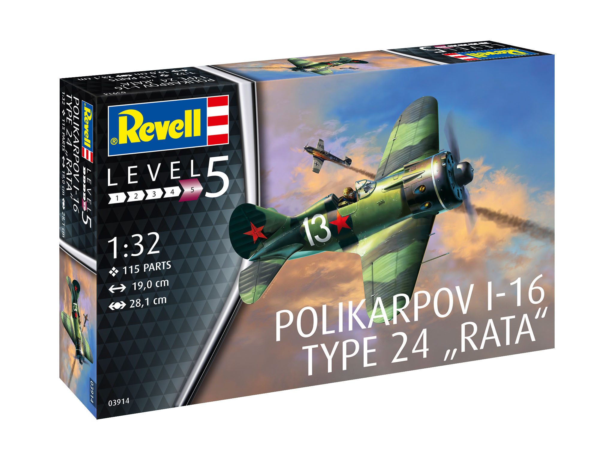 REVELL Polikarpov I-16 Typ 24 Rata Modellbausatz, Mehrfarbig