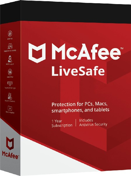 Antivirus - Mcafee Live Safe 2019, Suscrip. 1 año, Multidispositivo (Suscripción Digital)
