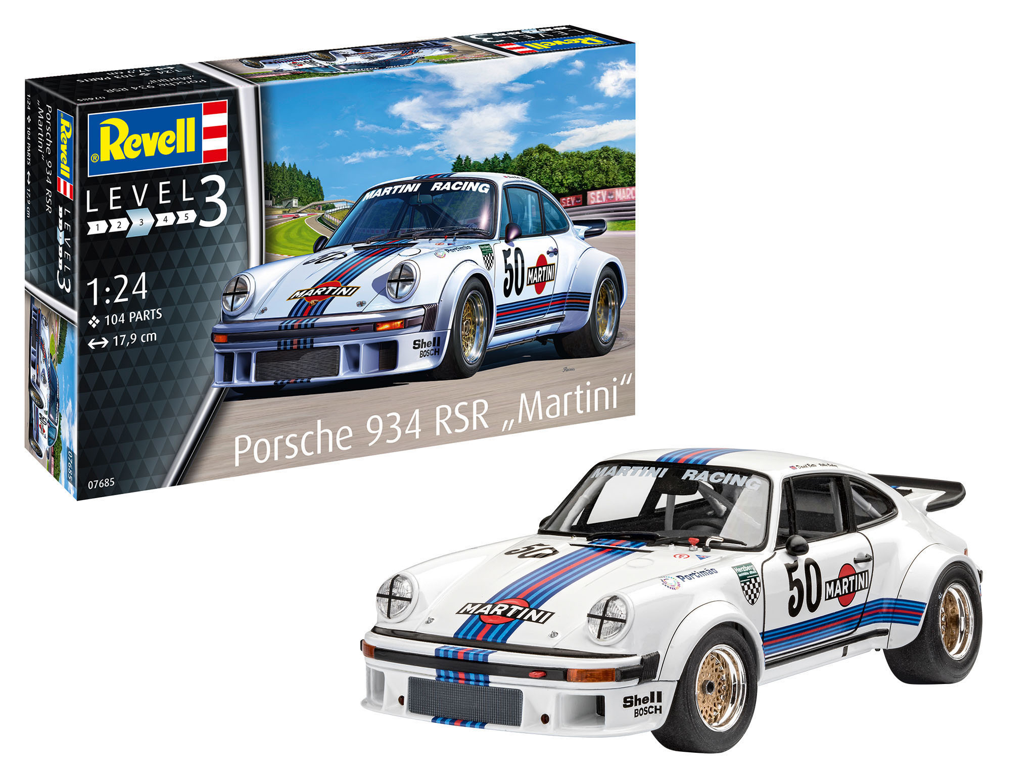 07685 Mehrfarbig Porsche 934 REVELL Bausatz, Martini RSR