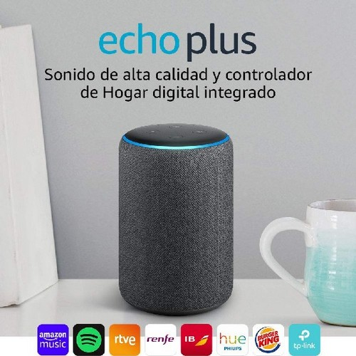 Altavoz inteligente con Alexa - Amazon Echo Plus (2ª Gen) Sonido alta calidad, Controlador de Hogar, Antracita
