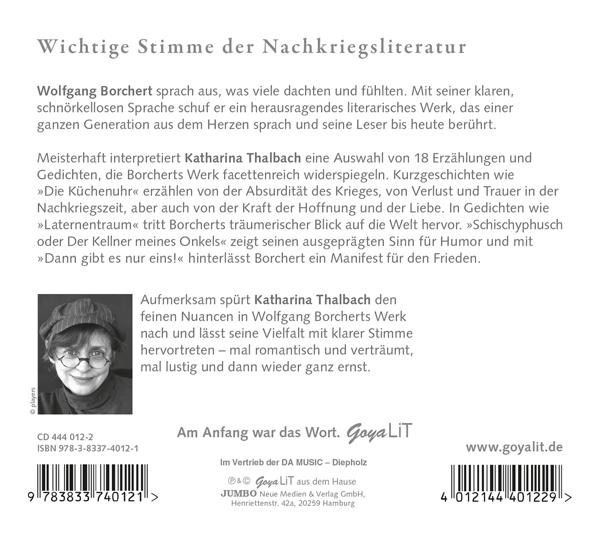 Dann Eins! Gibt Erzählungen,Gedichte Katharina Es (CD) Thalbach Und Nur - -