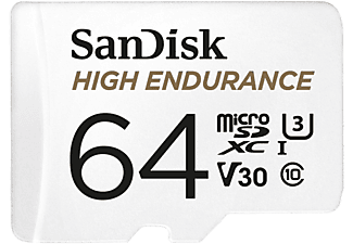 SANDISK Micro-SDXC High Endurance - Scheda di memoria  (64 GB, 100 MB/s, Bianco)