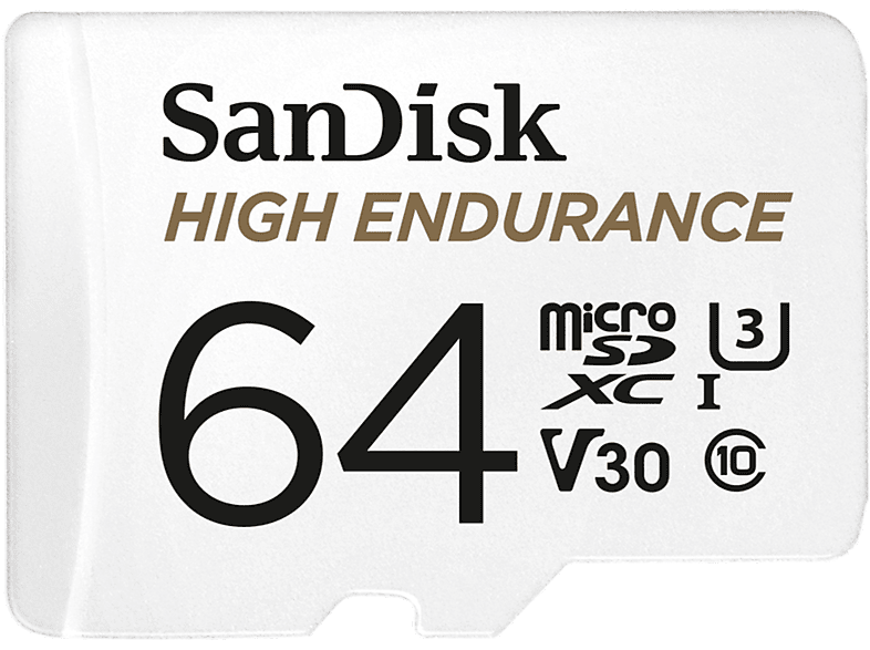 SANDISK Micro-SDXC High Endurance - Speicherkarte (64 GB, 100 MB/s, Weiss)