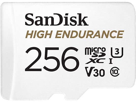 SANDISK Micro-SDXC High Endurance - Carte mémoire  (256 GB, 100 MB/s, Blanc)