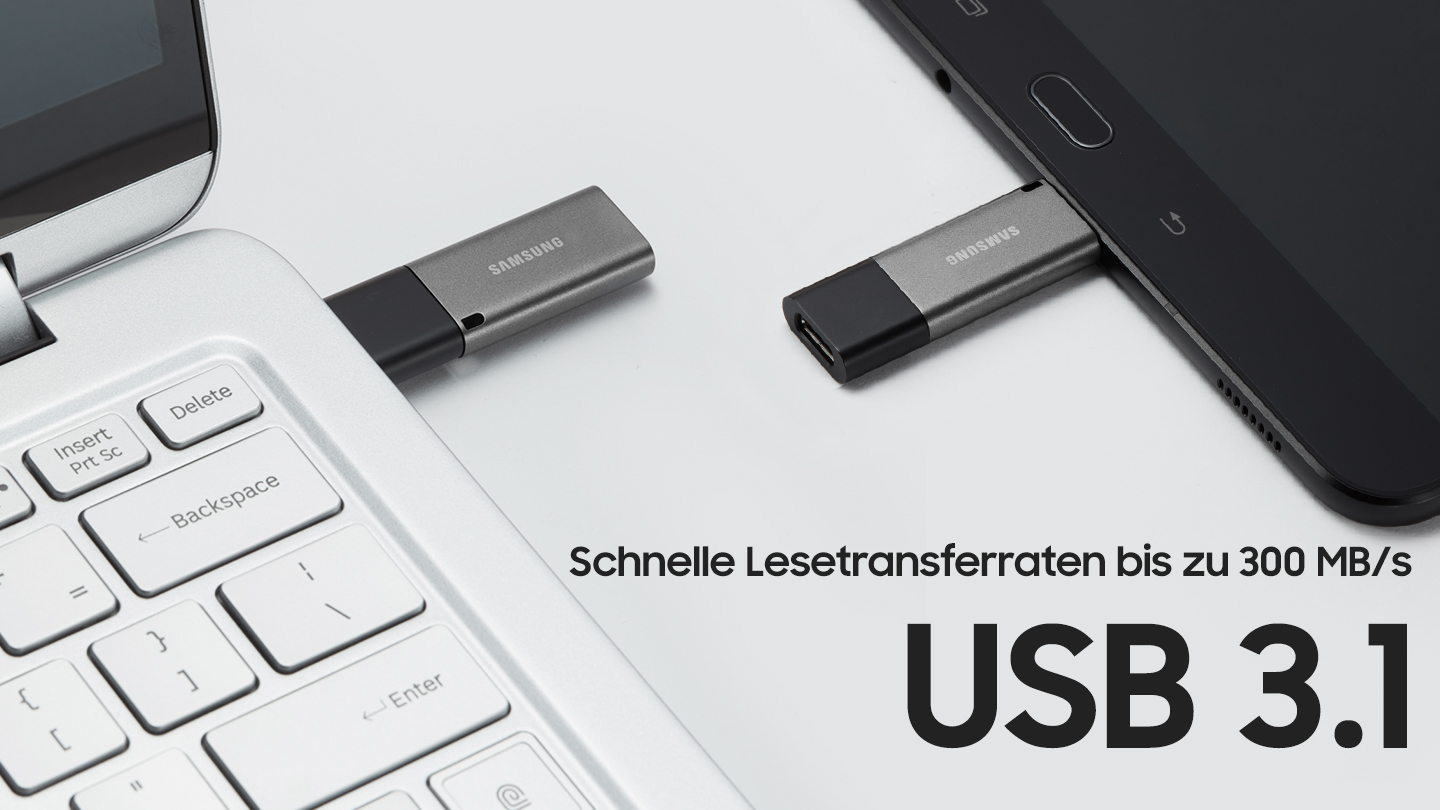 SAMSUNG Flash Drive DUO Plus USB-Stick, 32 GB, 200 MB/s, Silber/Schwarz