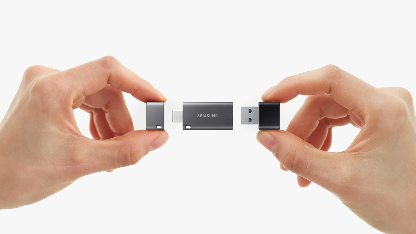 SAMSUNG Flash Drive DUO Plus USB-Stick, 32 GB, 200 MB/s, Silber/Schwarz