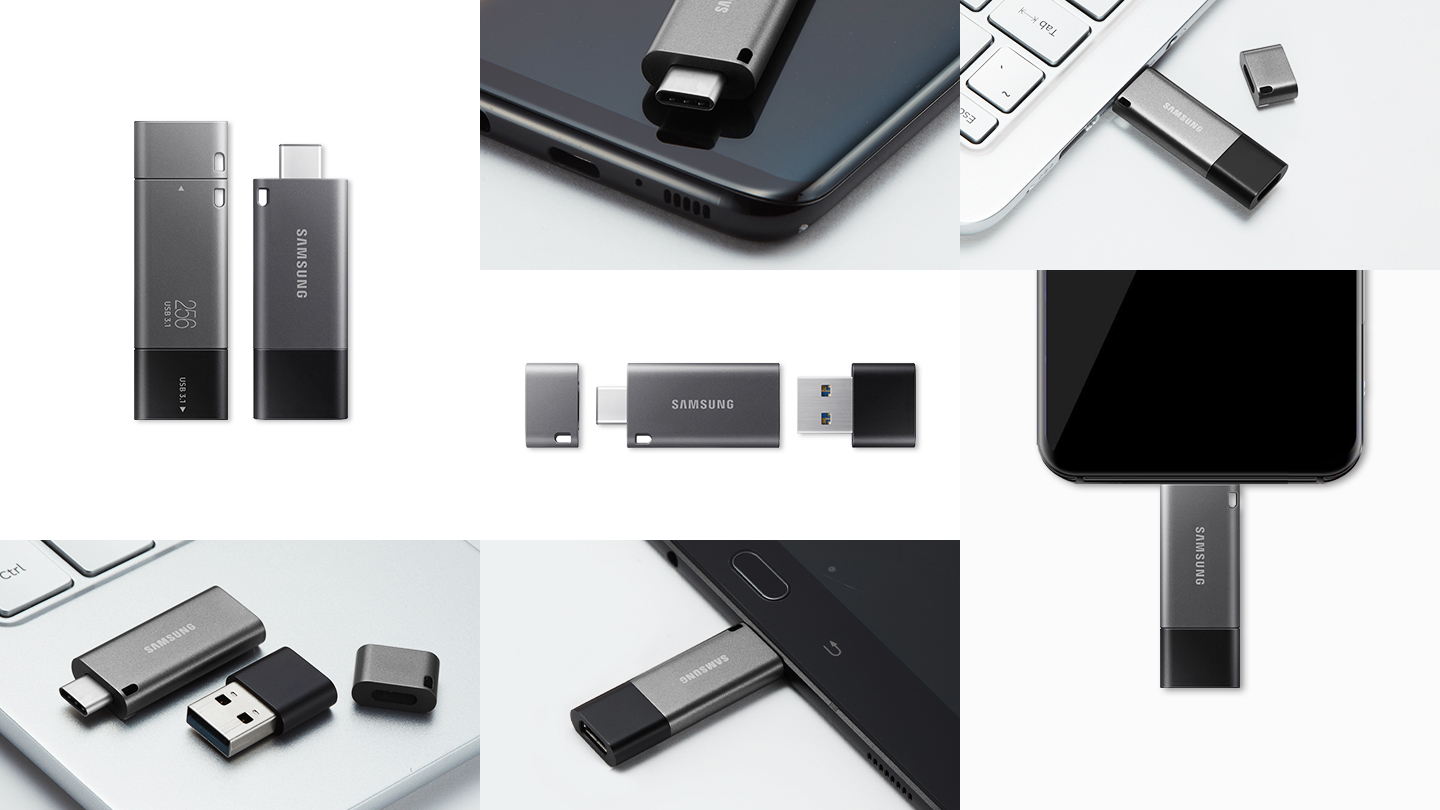 SAMSUNG Flash Drive DUO Plus USB-Stick, 32 GB, 200 MB/s, Silber/Schwarz