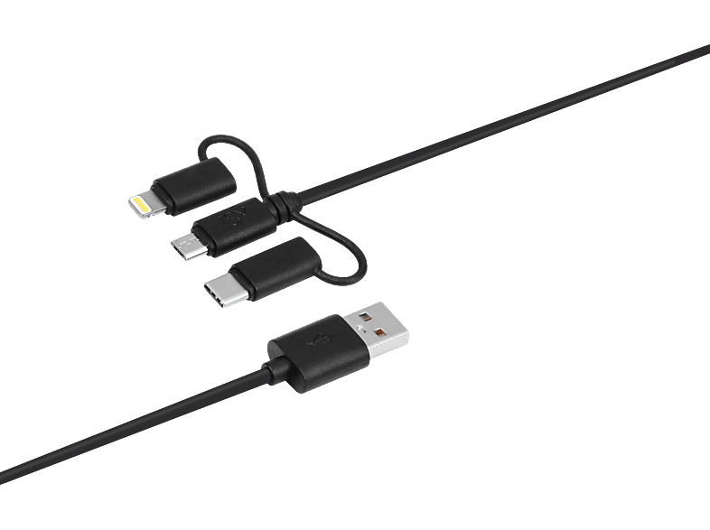 ISY IUC-3100 3-in-1 Kabel , Sync-und Ladekabel, 1,6 m, Schwarz