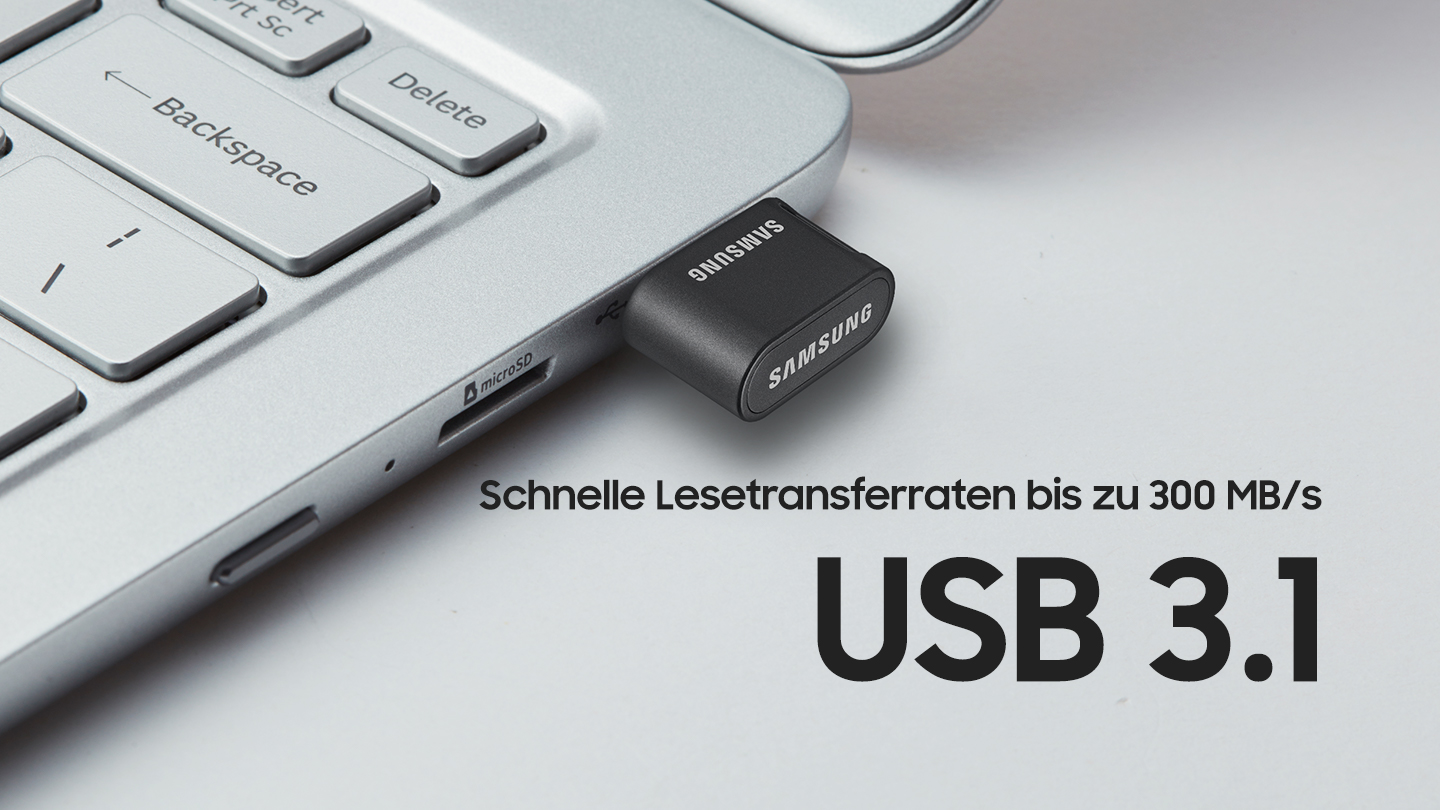 SAMSUNG Fit Plus USB-Stick, 128 GB, 300 MB/s, Grau