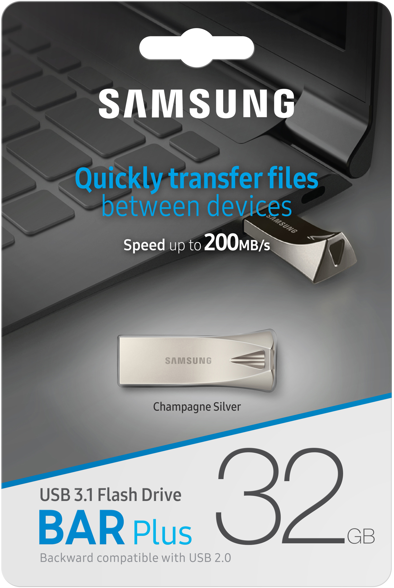 SAMSUNG Flash Drive BAR Plus USB-Stick, 32 GB, 200 MB/s, Champagner Silver