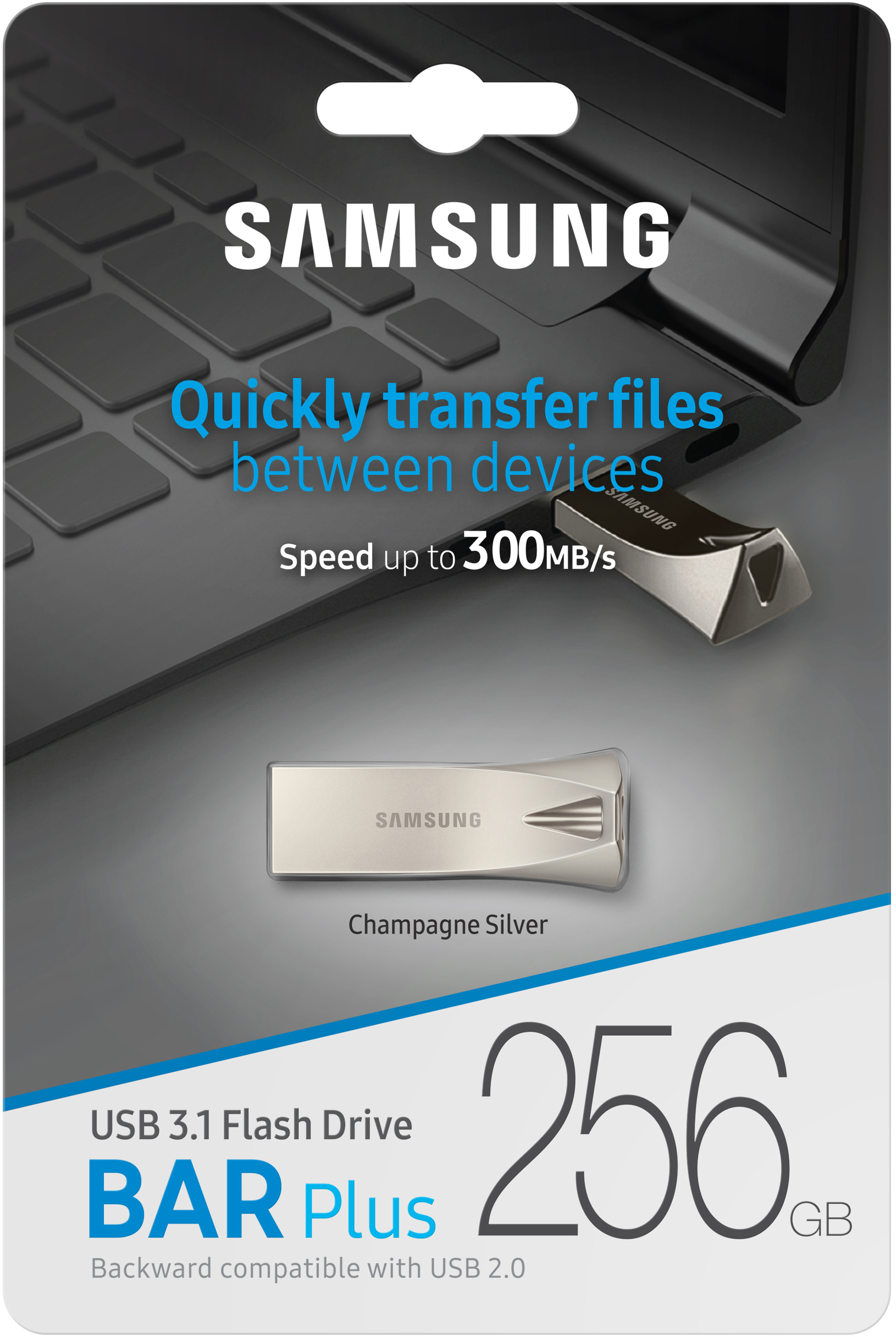 SAMSUNG Flash Drive BAR Plus USB-Stick, 256 GB, 300 MB/s, Champagner Silver