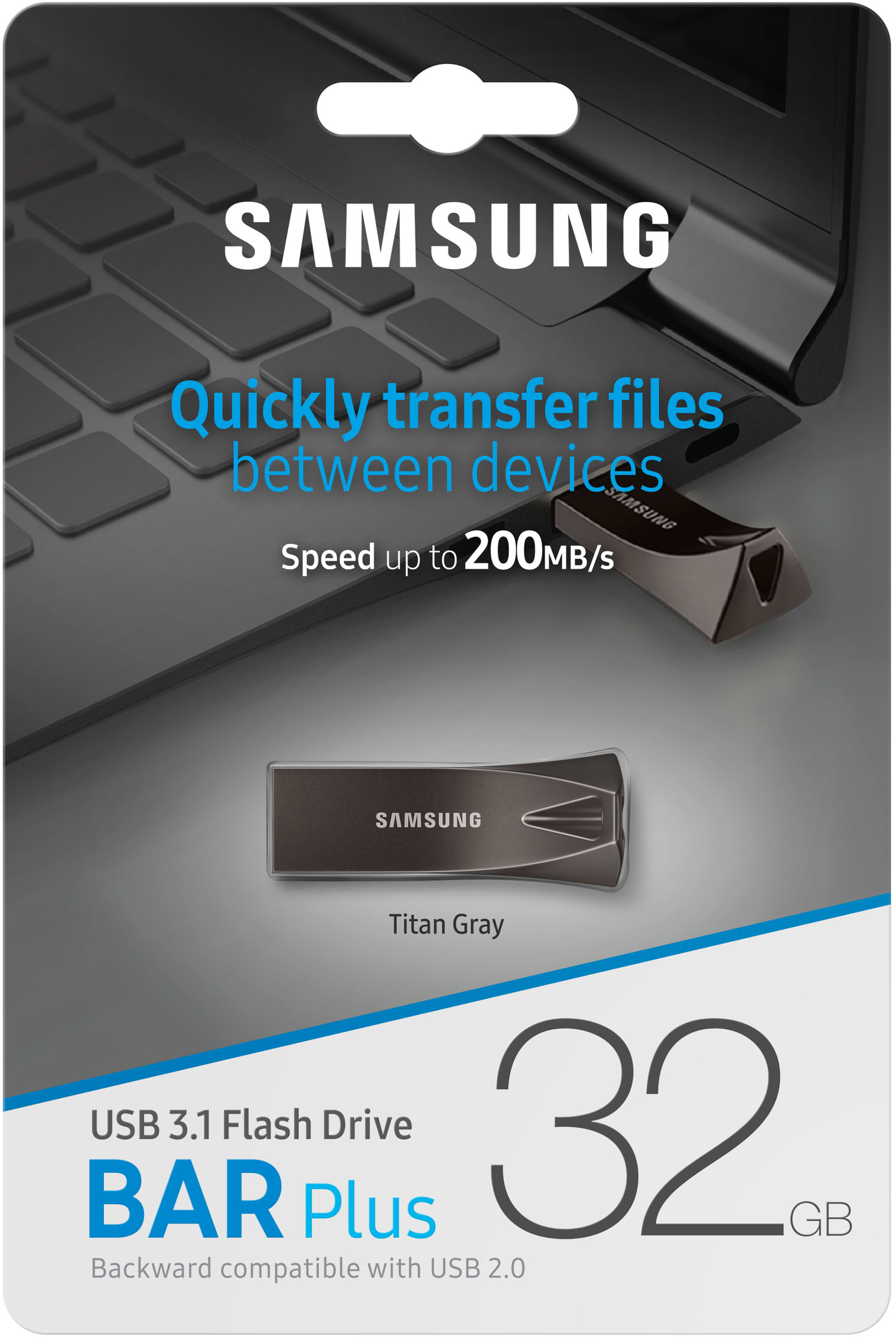 SAMSUNG Flash Drive BAR Plus USB-Stick, 32 GB, 200 MB/s, Titan Grau