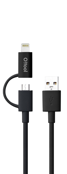 OZAKI Kombinált töltőkábel Lightning és microUSB (OT227BK)