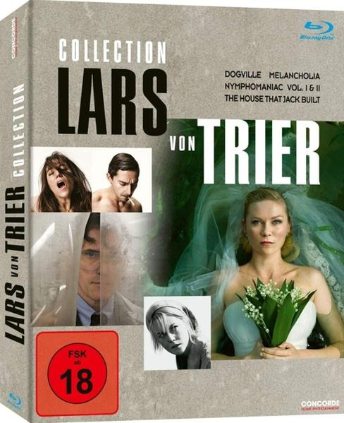 DVD-Box-Set von Lars von Trier Filmen mit Filmstills und Cover-Art.