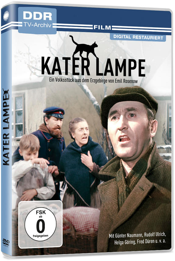 DVD-Box mit Filmcover. Zeigt einen Mann, eine Katzen-Silhouette und den Titel 'Kater Lampe'.