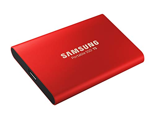 Disco duro SSD de 1 TB - Samsung T5 MU-PA1T0R, 2.5", USB C 3.1 Gen 2, 540 MB/s, Rojo
