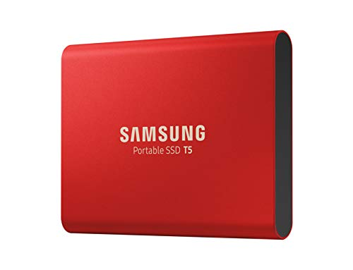 Disco duro SSD de 1 TB - Samsung T5 MU-PA1T0R, 2.5", USB C 3.1 Gen 2, 540 MB/s, Rojo