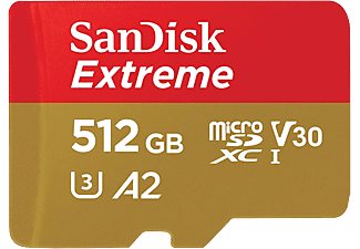 SANDISK Extreme UHS-I - Micro-SDXC-Schede di memoria  (512 GB, 160 MB/s, Rosso/Oro)