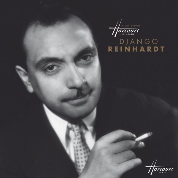 Django Reinhardt Albumcover. Schwarz-Weiß-Foto eines Mannes im Anzug, der eine Zigarette hält.