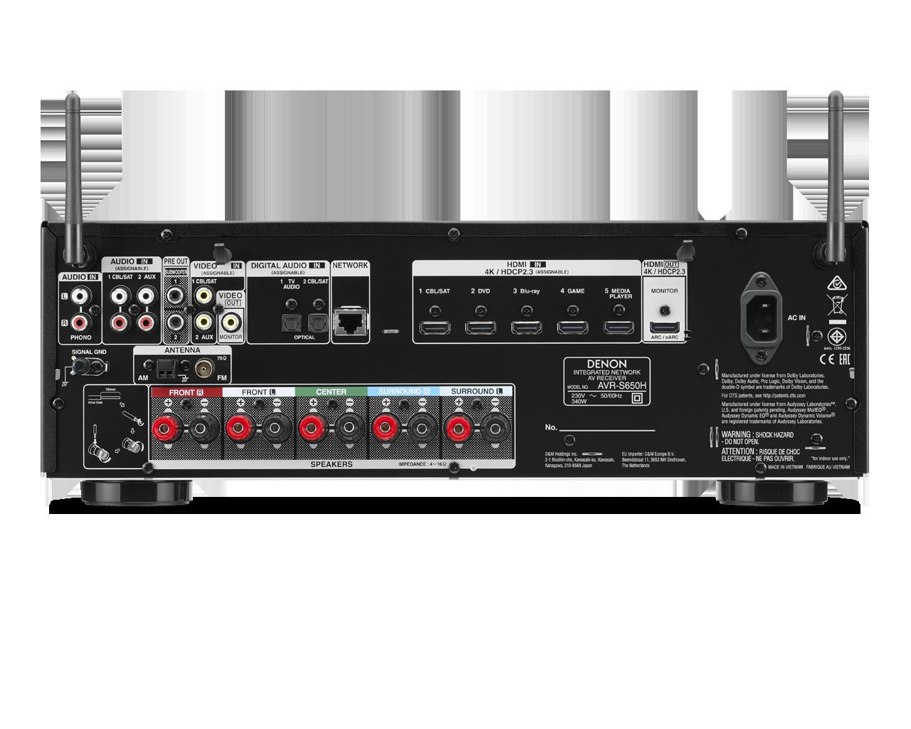 DENON AVR-S650 (5.2 schwarz) AV-Receiver Kanäle