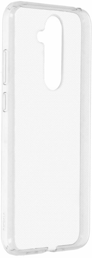 Une coque de téléphone claire et transparente avec une découpe pour la caméra et les boutons.