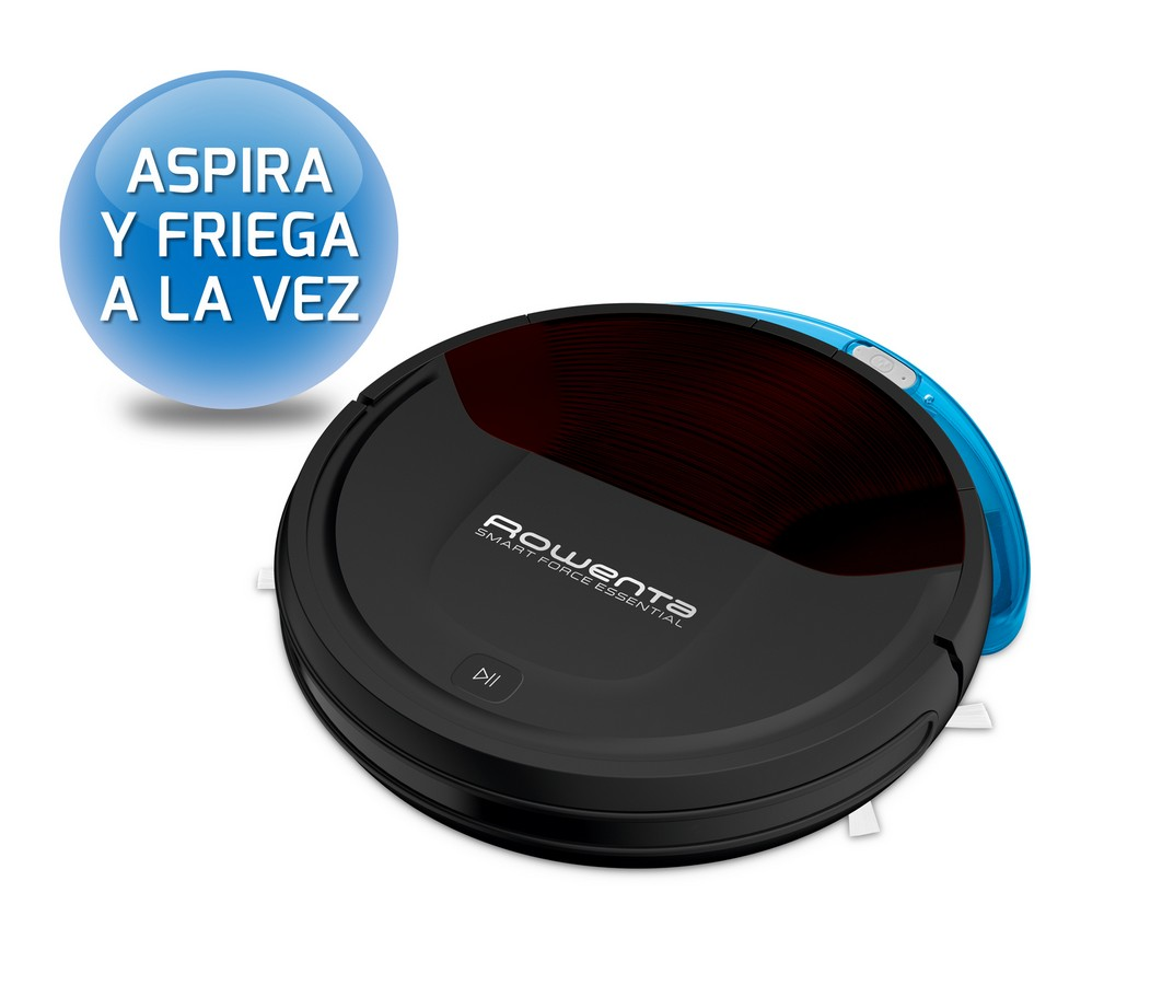 Robot aspirador - Rowenta RR6933 Smart Force Essential Aqua, Mopa, 65 dB, Autonomía 150 min, Negro