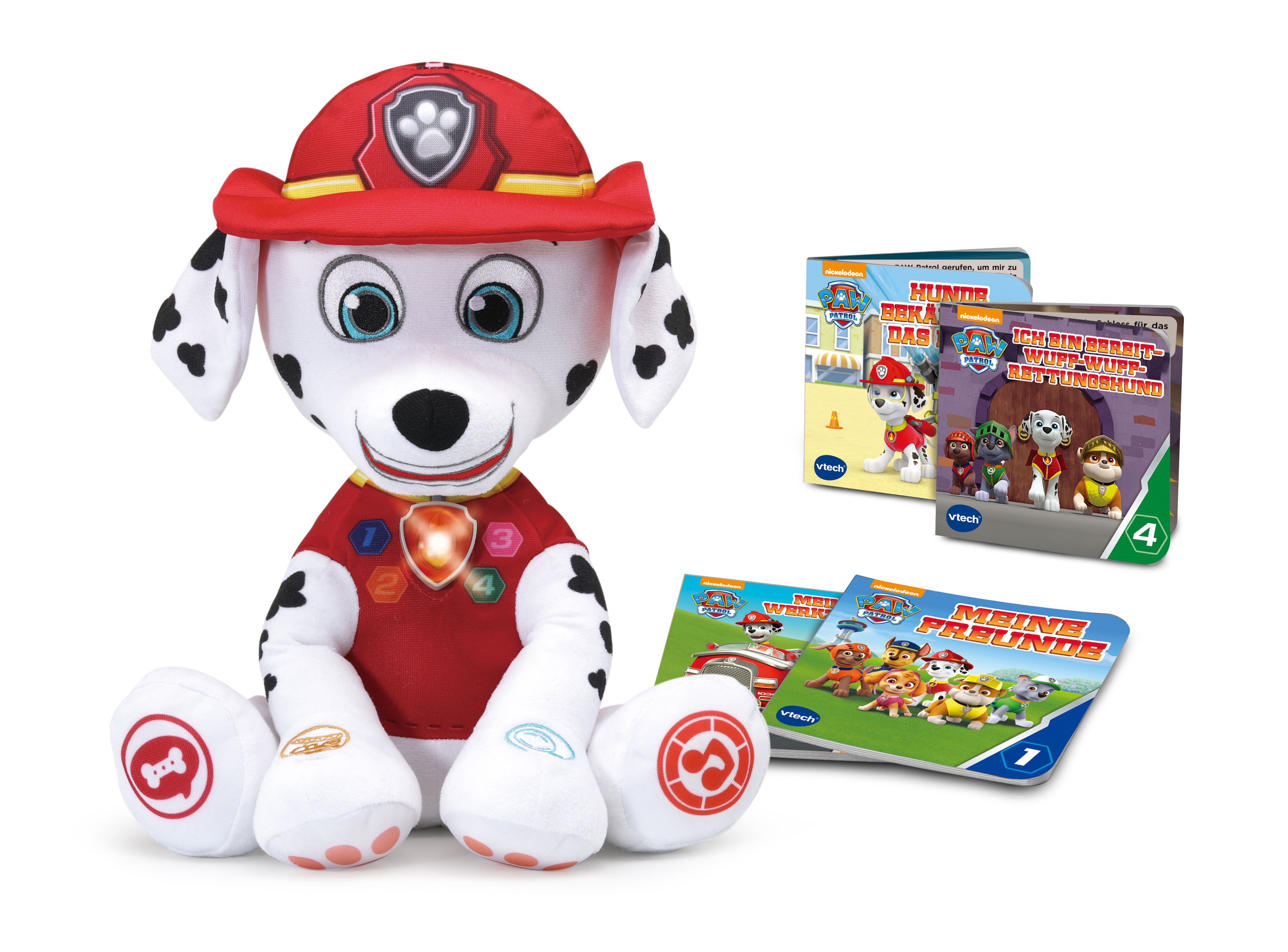 VTECH Marshall liest vor Spielzeughund, Weiß/Rot