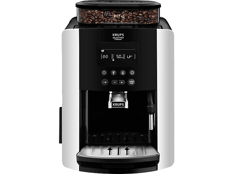 Kaffeevollautomat EA8178 Express-Edelstahl-Kegelmahlwerk KRUPS Display Quattro MediaMarkt Force Arabica Schwarz/Carbon-Optik | Kaffeevollautomat