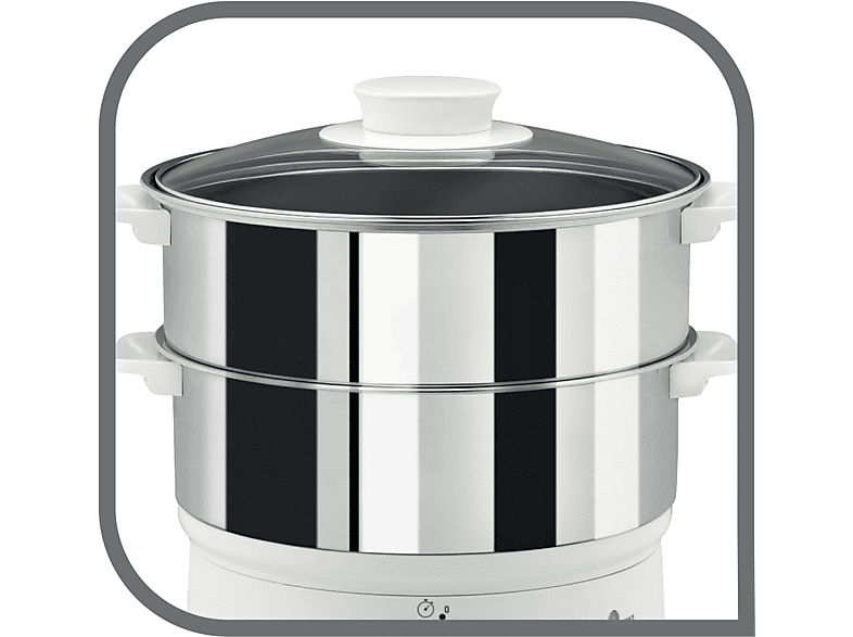 TEFAL VC1451 Convenient Series Dampfgarer (900 Watt, Weiß/Edelstahl)