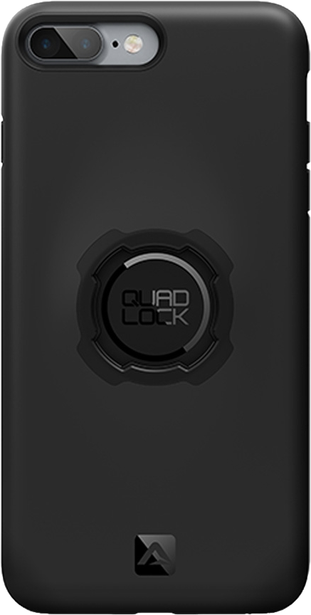 Schwarze Handyhülle mit Quad Lock Logo und kleinem Logo unten.